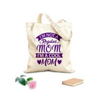 AILOONG Bolsas de lona con estampados personalizables No soy una mamá normal, soy una mamá genial, diseño tipográfico para el Día de la Madre. Tela de 340g/m² de grosor Combina con la ropa