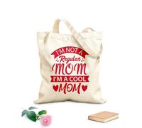 AILOONG Bolsas de lona con estampados personalizables No soy una mamá normal, soy una mamá genial, diseño tipográfico para el Día de la Madre. Tela de 340g/m² de grosor Combina con la ropa