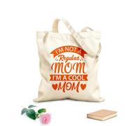 AILOONG Bolsas de lona con estampados personalizables No soy una mamá normal, soy una mamá genial, diseño tipográfico para el Día de la Madre. Tela de 340g/m² de grosor Combina con la ropa