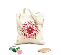 AILOONG Bolsas de lona con estampados personalizables Pluma de pavo real aislada y rangoli Tela de 340g/m² de grosor Combina con la ropa