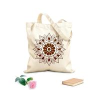 AILOONG Bolsas de lona con estampados personalizables Pluma de pavo real aislada y rangoli Tela de 340g/m² de grosor Combina con la ropa
