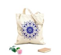 AILOONG Bolsas de lona con estampados personalizables Pluma de pavo real aislada y rangoli Tela de 340g/m² de grosor Combina con la ropa