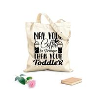AILOONG Bolsas de lona con estampados personalizables Que tu café sea más fuerte que tu pequeño Día de la Madre Tela de 12 oz de grosor Combina con la ropa 25x30cm Pequeño