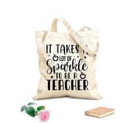 AILOONG Bolsas de lona con estampados personalizables Se necesita mucho brillo para ser profesor Tela de 12 oz de grosor Combina con la ropa 35x40cm Grande