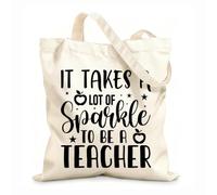 AILOONG Bolsas de lona con estampados personalizables Se necesita mucho brillo para ser profesor Tela de 12 oz de grosor Combina con la ropa 35x40cm Grande