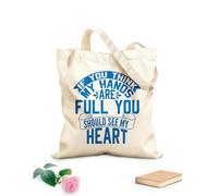 AILOONG Bolsas de lona con estampados personalizables Si crees que tengo las manos ocupadas, deberías ver mi plantilla de diseño tipográfico de corazón. Tela de 340g/m² de grosor Combina con la ropa