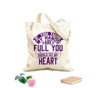 AILOONG Bolsas de lona con estampados personalizables Si crees que tengo las manos ocupadas, deberías ver mi plantilla de diseño tipográfico de corazón. Tela de 340g/m² de grosor Combina con la ropa