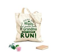 AILOONG Bolsas de lona con estampados personalizables Si mamá no está feliz, nadie está feliz. Si la abuela no está feliz, corre. Tela de 340g/m² de grosor Combina con la ropa