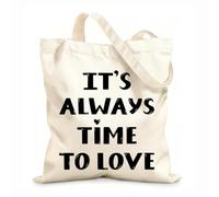 AILOONG Bolsas de lona con estampados personalizables Siempre es momento de amar las letras dibujadas a mano. Tela de 12 oz de grosor Combina con la ropa 31x36cm Mediano