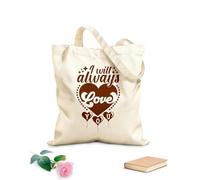 AILOONG Bolsas de lona con estampados personalizables Siempre te amaré, día de San Valentín, corazón dibujado a mano, citas vintage, listas para imprimir Tela de 340g/m² de grosor Combina con la ropa
