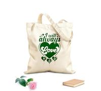 AILOONG Bolsas de lona con estampados personalizables Siempre te amaré, día de San Valentín, corazón dibujado a mano, citas vintage, listas para imprimir Tela de 340g/m² de grosor Combina con la ropa