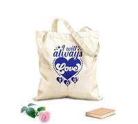 AILOONG Bolsas de lona con estampados personalizables Siempre te amaré, día de San Valentín, corazón dibujado a mano, citas vintage, listas para imprimir Tela de 340g/m² de grosor Combina con la ropa