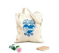 AILOONG Bolsas de lona con estampados personalizables Siempre te amaré, día de San Valentín, corazón dibujado a mano, citas vintage, listas para imprimir Tela de 340g/m² de grosor Combina con la ropa