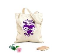 AILOONG Bolsas de lona con estampados personalizables Siempre te amaré, día de San Valentín, corazón dibujado a mano, citas vintage, listas para imprimir Tela de 340g/m² de grosor Combina con la ropa