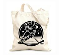 AILOONG Bolsas de lona con estampados personalizables Silueta de jugador de hockey sobre hielo marcando un gol Tela de 12 oz de grosor Combina con la ropa 25x30cm Pequeño