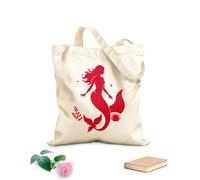AILOONG Bolsas de lona con estampados personalizables sirena y vida marina sirena mística con vida marina Tela de 340g/m² de grosor Combina con la ropa