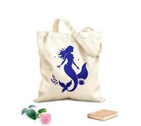 AILOONG Bolsas de lona con estampados personalizables sirena y vida marina sirena mística con vida marina Tela de 340g/m² de grosor Combina con la ropa