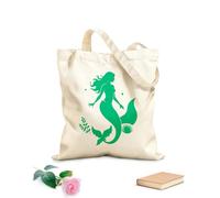 AILOONG Bolsas de lona con estampados personalizables sirena y vida marina sirena mística con vida marina Tela de 340g/m² de grosor Combina con la ropa