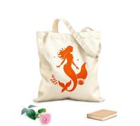 AILOONG Bolsas de lona con estampados personalizables sirena y vida marina sirena mística con vida marina Tela de 340g/m² de grosor Combina con la ropa
