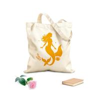 AILOONG Bolsas de lona con estampados personalizables sirena y vida marina sirena mística con vida marina Tela de 340g/m² de grosor Combina con la ropa