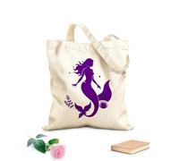 AILOONG Bolsas de lona con estampados personalizables sirena y vida marina sirena mística con vida marina Tela de 340g/m² de grosor Combina con la ropa