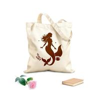 AILOONG Bolsas de lona con estampados personalizables sirena y vida marina sirena mística con vida marina Tela de 340g/m² de grosor Combina con la ropa