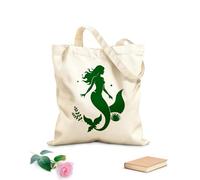 AILOONG Bolsas de lona con estampados personalizables sirena y vida marina sirena mística con vida marina Tela de 340g/m² de grosor Combina con la ropa