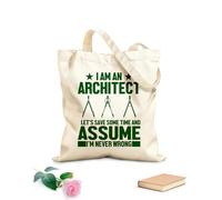 AILOONG Bolsas de lona con estampados personalizables Soy arquitecto, ahorrémonos algo de tiempo y supongamos que nunca me equivoco. Tela de 340g/m² de grosor Combina con la ropa