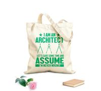 AILOONG Bolsas de lona con estampados personalizables Soy arquitecto, ahorrémonos algo de tiempo y supongamos que nunca me equivoco. Tela de 340g/m² de grosor Combina con la ropa