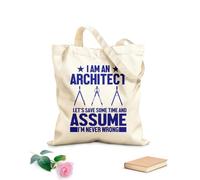 AILOONG Bolsas de lona con estampados personalizables Soy arquitecto, ahorrémonos algo de tiempo y supongamos que nunca me equivoco. Tela de 340g/m² de grosor Combina con la ropa