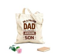 AILOONG Bolsas de lona con estampados personalizables Soy un orgulloso padre de un hijo increíble. Plantilla tipográfica para el Día del Padre. Tela de 340g/m² de grosor Combina con la ropa