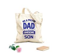 AILOONG Bolsas de lona con estampados personalizables Soy un orgulloso padre de un hijo increíble. Plantilla tipográfica para el Día del Padre. Tela de 340g/m² de grosor Combina con la ropa