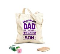 AILOONG Bolsas de lona con estampados personalizables Soy un orgulloso padre de un hijo increíble. Plantilla tipográfica para el Día del Padre. Tela de 340g/m² de grosor Combina con la ropa