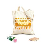 AILOONG Bolsas de lona con estampados personalizables Soy una calabaza antes del café Tela de 340g/m² de grosor Combina con la ropa