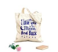 AILOONG Bolsas de lona con estampados personalizables Te amo hasta la luna y más allá tipografía Tela de 340g/m² de grosor Combina con la ropa