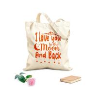 AILOONG Bolsas de lona con estampados personalizables Te amo hasta la luna y más allá tipografía Tela de 340g/m² de grosor Combina con la ropa