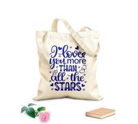 AILOONG Bolsas de lona con estampados personalizables Te amo más que a todas las estrellas corazón día de san valentín amor sé mío vacaciones Tela de 340g/m² de grosor Combina con la ropa