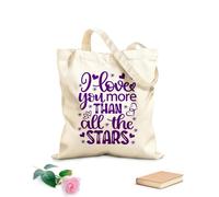 AILOONG Bolsas de lona con estampados personalizables Te amo más que a todas las estrellas corazón día de san valentín amor sé mío vacaciones Tela de 340g/m² de grosor Combina con la ropa