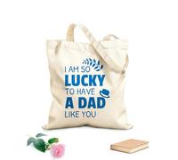 AILOONG Bolsas de lona con estampados personalizables Tengo mucha suerte de tener un padre como tú. Cita del Día del Padre. Tela de 340g/m² de grosor Combina con la ropa