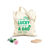 AILOONG Bolsas de lona con estampados personalizables Tengo mucha suerte de tener un padre como tú. Cita del Día del Padre. Tela de 340g/m² de grosor Combina con la ropa