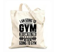 AILOONG Bolsas de lona con estampados personalizables Voy al gimnasio, así que no puedo decirte que voy al diseño del gimnasio. Tela de 12 oz de grosor Combina con la ropa 31x36cm Mediano