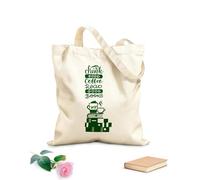 AILOONG Bolsas de lona con impresión digital Beber buen café y leer buenos libros de letras. Tela de 340g/m² de grosor Se usa como neceser