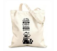 AILOONG Bolsas de lona con impresión digital Beber buen café y leer buenos libros de letras. Tela de 12 oz de grosor Se usa como neceser 35x40cm Grande
