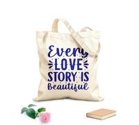 AILOONG Bolsas de lona con impresión digital Cada historia de amor es una hermosa plantilla para el día de San Valentín. Tela de 340g/m² de grosor Se usa como neceser