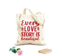 AILOONG Bolsas de lona con impresión digital Cada historia de amor es una hermosa plantilla para el día de San Valentín. Tela de 340g/m² de grosor Se usa como neceser