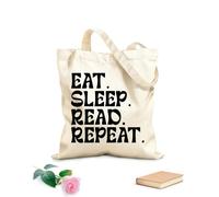 AILOONG Bolsas de lona con impresión digital comer dormir repetir diseños también Tela de 12 oz de grosor Se usa como neceser 35x40cm Grande