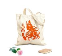 AILOONG Bolsas de lona con impresión digital Conjunto detallado de ilustraciones de siluetas del dios hindú Shiva Tela de 340g/m² de grosor Se usa como neceser