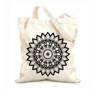 AILOONG Bolsas de lona con impresión digital Diseña un intrincado mandala con formas geométricas y líneas atrevidas. Tela de 12 oz de grosor Se usa como neceser 31x36cm Mediano