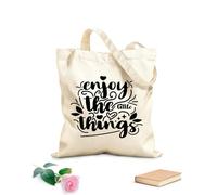 AILOONG Bolsas de lona con impresión digital Diseño de cita motivacional tipográfica: disfruta de las pequeñas cosas Tela de 12 oz de grosor Se usa como neceser 31x36cm Mediano
