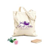 AILOONG Bolsas de lona con impresión digital Eid al Adha, caligrafía moderna dibujada a mano con mezquita, Eid al Fitr Tela de 340g/m² de grosor Se usa como neceser